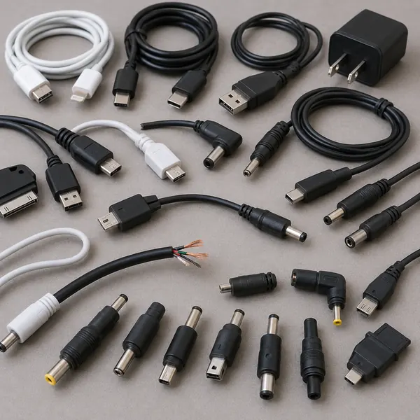 Ladekabel, Netzteilkabel und Adapterkabel aus dem Haushalt